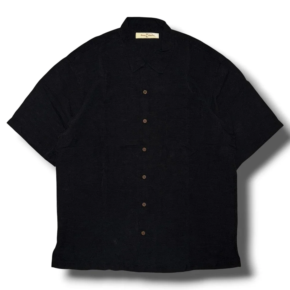 Tommy Bahama Men Large Silk Camp Shirt Black Off The Deep End Pin Up Embroidered - Picture 3 of 8